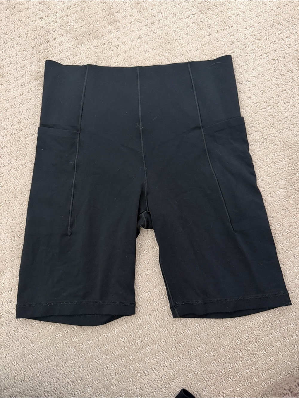 aerie Black High-Rise Bike Shorts with Side Pockets 7” inseam